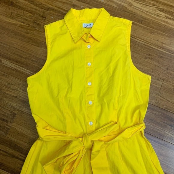 J.Crew Sleeveless‎ Dress Womens 2 Yellow Button Front Belted Fit & Flare Summer - Picture 2 of 6